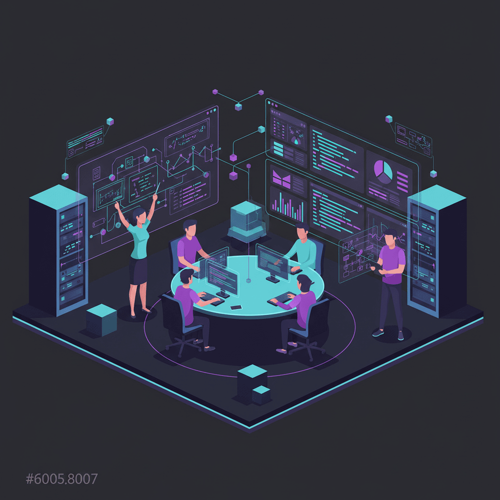 Professional technology team working